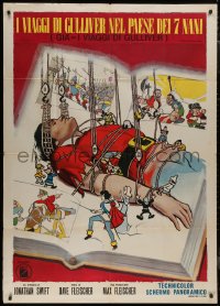 8t0488 GULLIVER'S TRAVELS Italian 1p R1960s great cartoon art of bound giant & little people!