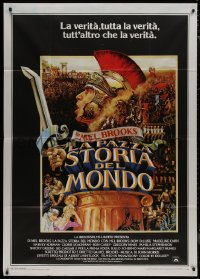 8t0496 HISTORY OF THE WORLD PART I Italian 1p 1982 artwork of gladiator Mel Brooks by John Alvin!