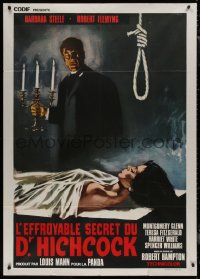 8t0497 HORRIBLE DR. HICHCOCK Italian 1p R1970s Symeoni art of mad doctor & female victim by noose!