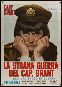 8t0502 I WAS A MALE WAR BRIDE Italian 1p R1964 different image of cross-dresser Cary Grant, rare!