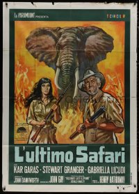 8t0520 LAST SAFARI Italian 1p 1968 different Colizzi art of Stewart Granger & Kaz Garas in Africa!