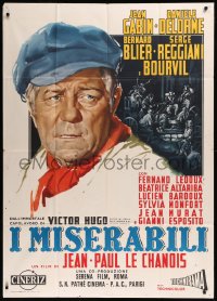 8t0525 LES MISERABLES Italian 1p R1960 great art of Jean Gabin as Jean Valjean, Victor Hugo!
