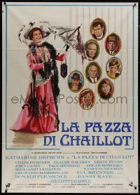 8t0533 MADWOMAN OF CHAILLOT Italian 1p 1969 different art of Katharine Hepburn & cast portraits!