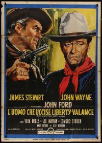 8t0536 MAN WHO SHOT LIBERTY VALANCE Italian 1p 1963 John Wayne & James Stewart, rare first release!
