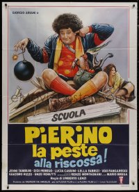 8t0559 PIERINO THE PEST TO THE RESCUE Italian 1p 1982 wacky art of Giorgio Ariani with bomb, rare!