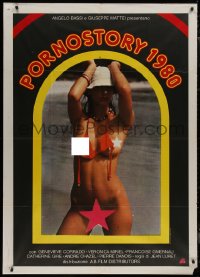 8t0560 PORNOSTORY 1980 Italian 1p 1979 sexy censored woman falling out of her bathing suit!