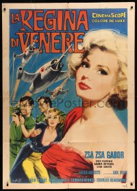 8t0566 QUEEN OF OUTER SPACE Italian 1p 1958 great different Arnaldo Putzu art of sexy Zsa Zsa Gabor!
