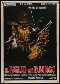 8t0572 RETURN OF DJANGO Italian 1p 1967 cool spaghetti western art of Guy Madison with gun, rare!