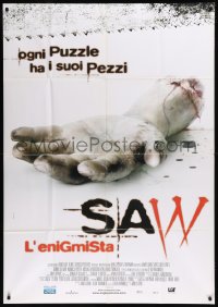 8t0587 SAW Italian 1p 2004 gruesome close up image of severed arm, every puzzle has its pieces!