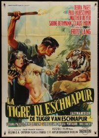 8t0617 TIGER OF ESCHNAPUR Italian 1p R1961 Fritz Lang, art of sexy Debra Paget by Martinati!