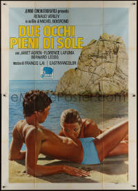 8t0355 EYES FULL OF SUN Italian 2p 1971 sexy close up of young lovers on the beach, rare!