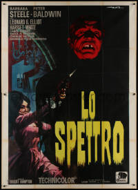 8t0361 GHOST Italian 2p R1970 art of scared Barbara Steele firing gun by Enrico De Seta!