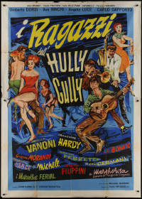 8t0369 I RAGAZZI DELL'HULLY GULLY Italian 2p 1964 art of sexy girls dancing with rock & roll band!