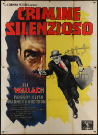 8t0371 LINEUP Italian 2p 1958 Don Siegel classic film noir, cool art of Eli Wallach running w/ gun!
