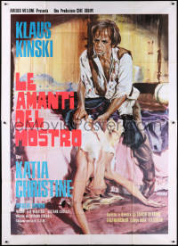 8t0372 LOVER OF THE MONSTER Italian 2p 1974 Morini art of Klaus Kinski & female victim, ultra rare!