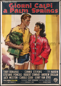 8t0380 PALM SPRINGS WEEKEND Italian 2p 1964 different Cesselon art of Troy Donahue & Stefanie Powers!
