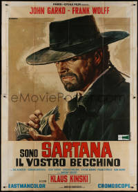 8t0388 SARTANA THE GRAVEDIGGER Italian 2p 1969 Casaro spaghetti western art of Garko with cash!