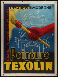 8t0676 PEINTURE TEXOLIN 47x63 French advertising poster 1950s L. Petit art of hand w/paint brush!