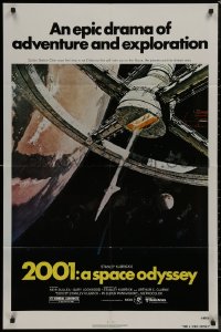 8w0665 2001: A SPACE ODYSSEY 1sh R1980 Stanley Kubrick, art of space wheel by Bob McCall!