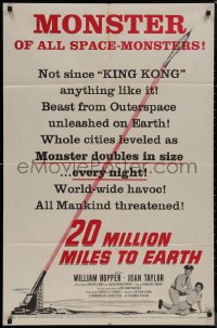 8w0663 20 MILLION MILES TO EARTH style B 1sh 1957 monster of all space-monsters, not since King Kong!