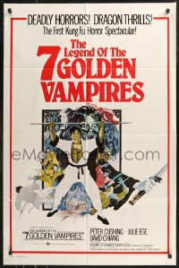 8w0671 7 BROTHERS MEET DRACULA int'l 1sh 1979 Legend of the 7 Golden Vampires, kung fu horror art!