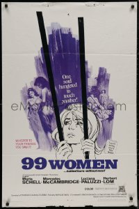 8w0675 99 WOMEN 1sh 1969 Jess Franco's 99 Mujeres, they're behind bars without men, sexy art!