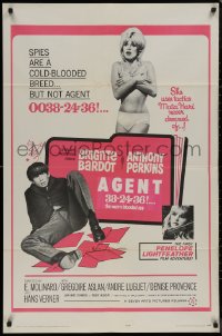 8w0682 AGENT 38-24-36 1sh 1965 Une ravissante idiote, Tony Perkins with sexy Brigitte Bardot!