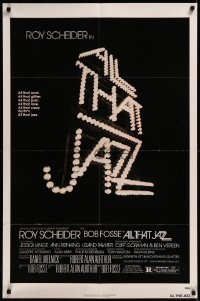 8w0687 ALL THAT JAZZ 1sh 1979 Roy Scheider, Jessica Lange, Bob Fosse musical, title in lights!