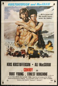 8w0298 CONVOY Aust 1sh 1978 Gadino art of barechested trucker Kris Kristofferson & sexy Ali McGraw!