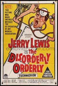 8w0305 DISORDERLY ORDERLY Aust 1sh 1965 artwork of wackiest hospital nurse Jerry Lewis!