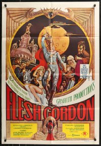 8w0311 FLESH GORDON Aust 1sh 1974 sexy sci-fi spoof, wacky erotic super hero art by George Barr!