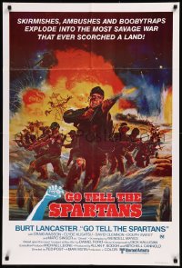 8w0317 GO TELL THE SPARTANS Aust 1sh 1978 cool Kunstler art of Burt Lancaster in Vietnam War!