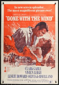 8w0318 GONE WITH THE WIND Aust 1sh R1970s Terpning art of Gable & Leigh over burning Atlanta!