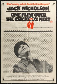 8w0339 ONE FLEW OVER THE CUCKOO'S NEST Aust 1sh 1976 great image of Nicholson, Milos Forman classic!