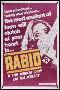 8w0351 RABID Aust 1sh 1977 Marilyn Chambers, most ancient fears, David Cronenberg, ultra rare!