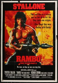 8w0352 RAMBO FIRST BLOOD PART II Aust 1sh 1985 no law, no war can stop Sylvester Stallone!