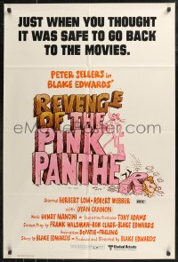 8w0354 REVENGE OF THE PINK PANTHER Aust 1sh 1978 Blake Edwards, funny breaking title cartoon art!