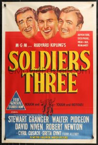 8w0360 SOLDIERS THREE Aust 1sh 1951 Stewart Granger, Walter Pidgeon & David Niven!