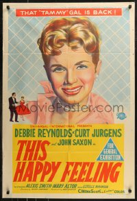 8w0365 THIS HAPPY FEELING Aust 1sh 1958 Tammy Gal Debbie Reynolds is back, a spicy look at love!