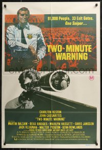 8w0366 TWO MINUTE WARNING Aust 1sh 1976 Charlton Heston, John Cassavetes, sniper at football game!