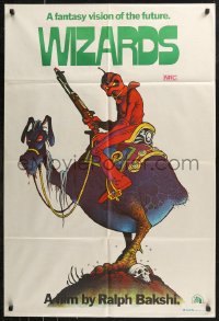 8w0373 WIZARDS Aust 1sh 1977 Ralph Bakshi directed animation, cool fantasy art by William Stout!