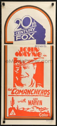 8w0375 20TH CENTURY FOX Aust daybill 1970s different art of big John Wayne in The Comancheros!
