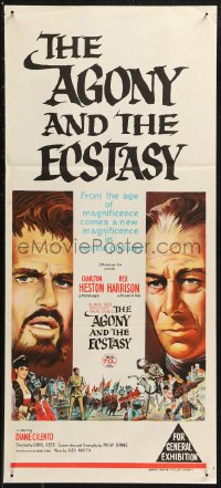 8w0378 AGONY & THE ECSTASY Aust daybill 1965 Charlton Heston, Rex Harrison, Carol Reed epic!