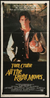8w0381 ALL THE RIGHT MOVES Aust daybill 1984 close up of high school football player Tom Cruise!