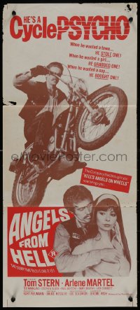 8w0385 ANGELS FROM HELL Aust daybill 1968 AIP, image of motorcycle-psycho biker, cycle psycho!