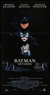 8w0391 BATMAN RETURNS Aust daybill 1992 Keaton, Danny DeVito, Pfeiffer, Tim Burton!