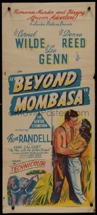 8w0394 BEYOND MOMBASA Aust daybill 1957 Cornel Wilde, Donna Reed, Leo Genn, adventure beyond compare!