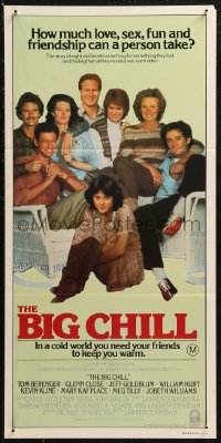 8w0397 BIG CHILL Aust daybill 1983 Tom Berenger, Glenn Close, Jeff Goldblum & William Hurt!