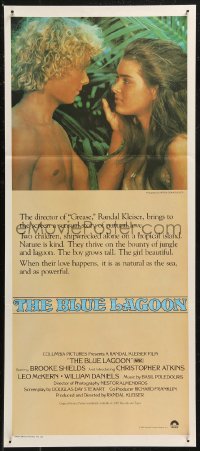 8w0400 BLUE LAGOON Aust daybill 1980 c/u of sexy young Brooke Shields & Christopher Atkins!