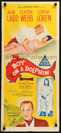 8w0403 BOY ON A DOLPHIN Aust daybill 1957 art of Alan Ladd & sexiest Sophia Loren!